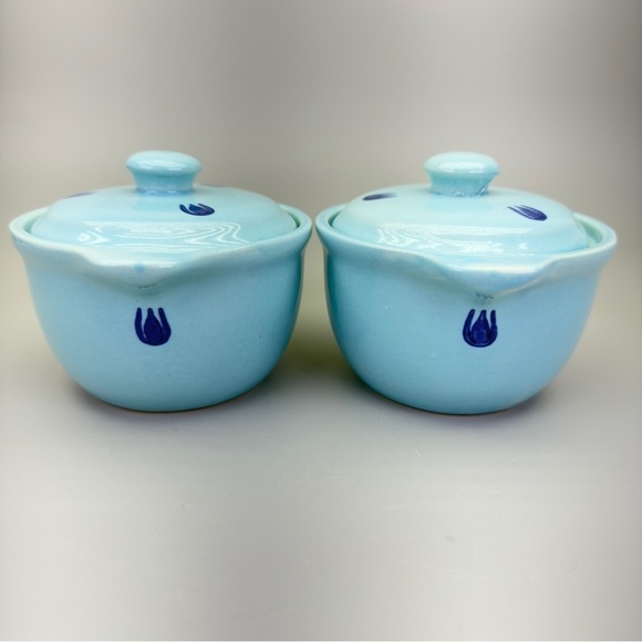 Vintage Cronin Blue Tulip Mini Casseroles - Picture 3 of 9